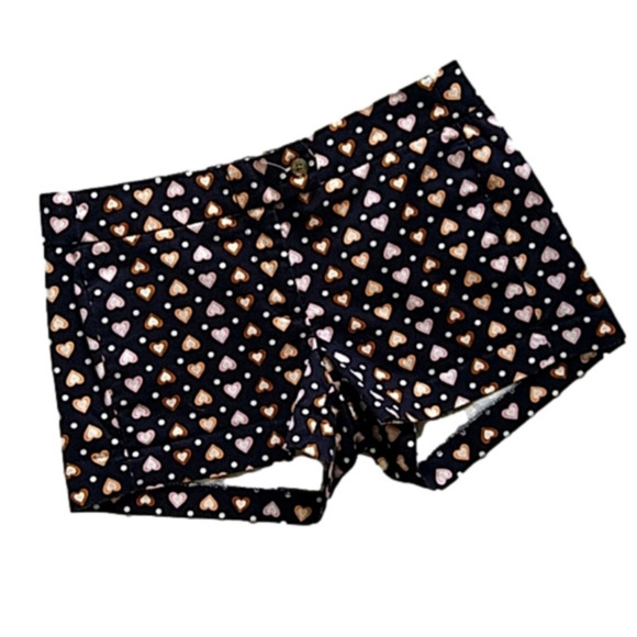 𝅺J Crew Flat Front Shorts Heart Pattern Size 4 - Picture 1 of 7